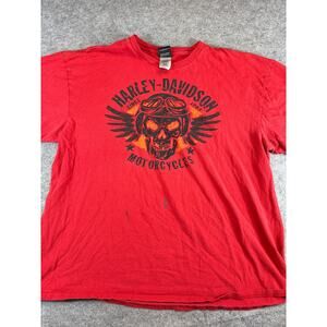 Vintage Y2K Harley Davidson T Shirt Mens 2XL Red Carolina Coast Wilmington NC